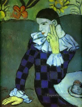  harlequin - Leaning Harlequin 1901 cubism Pablo Picasso